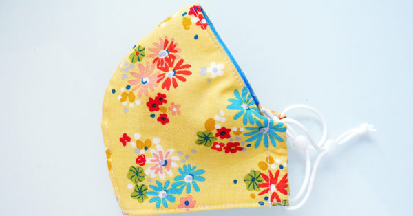 Triple Layer Fitted Face Mask - Pocketful of Posies (yellow)
