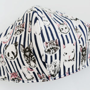 Triple Layer Fitted Face Mask - Stripey Menagerie (Navy)