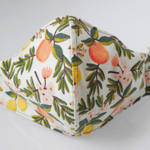 Triple Layer Fitted Face Mask - Citrus Florals in Mint
