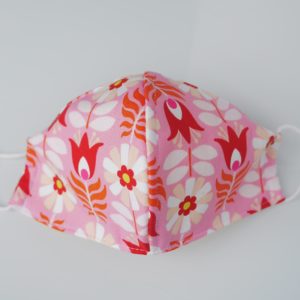 Retro Tulips (Pink) - Four Layer Structured Reusable Mask