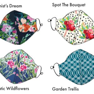 Painted Garden Blooms - Four Layer Structured Reusable Mask